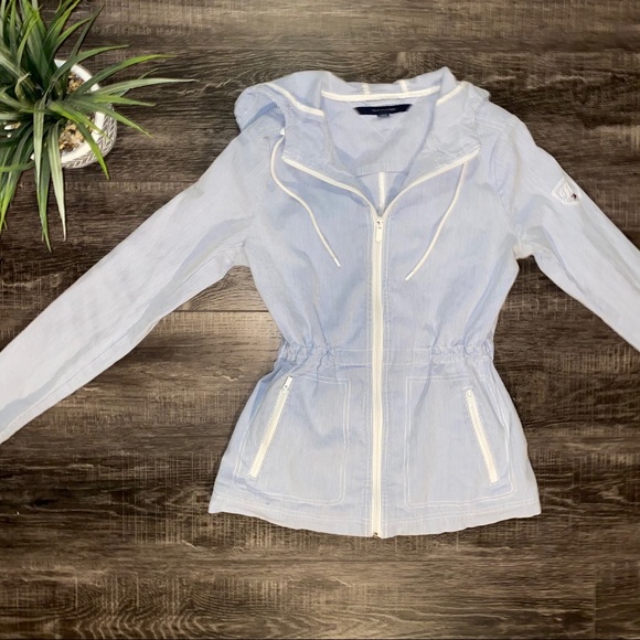 TOMMY HILFIGER Blue & White Striped Jacket - Picture 3 of 16